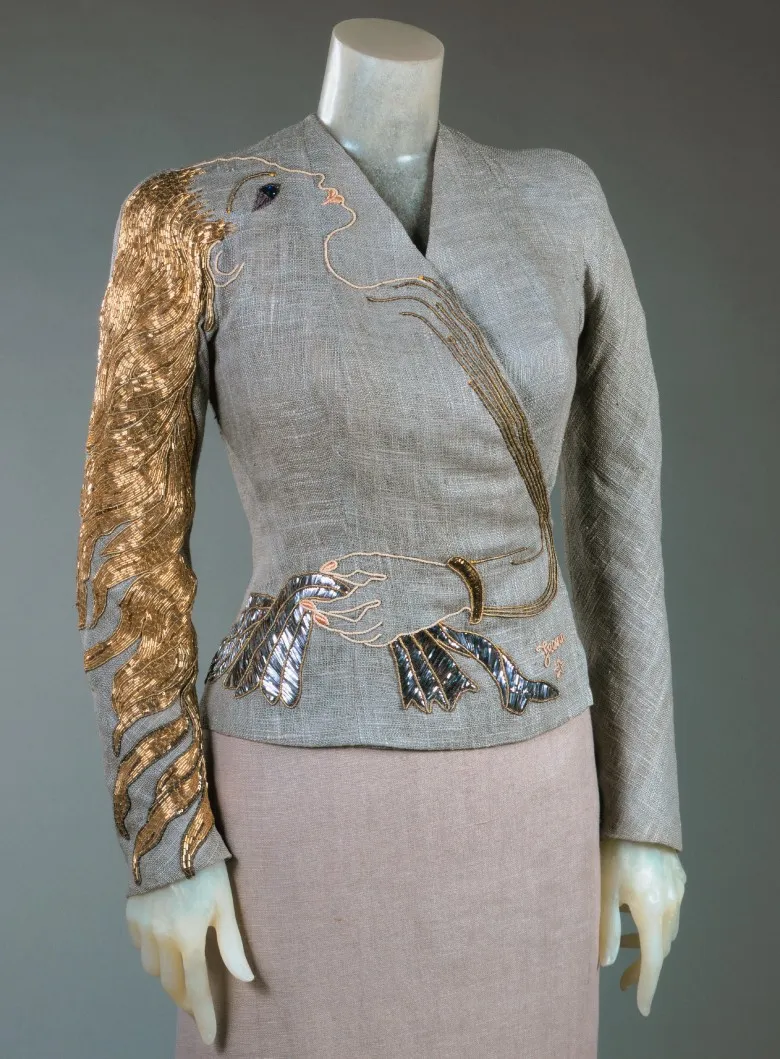 Veste Elsa Schiaparelli en collaboration avec Jean Cocteau, brodé chez Lesage - Philadelphia museum of art