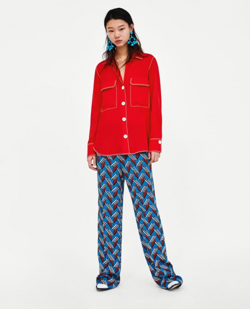 Zara - Chemise avec surpiqûres contrastées