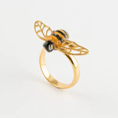 Nach - Bague abeille ailes dorées